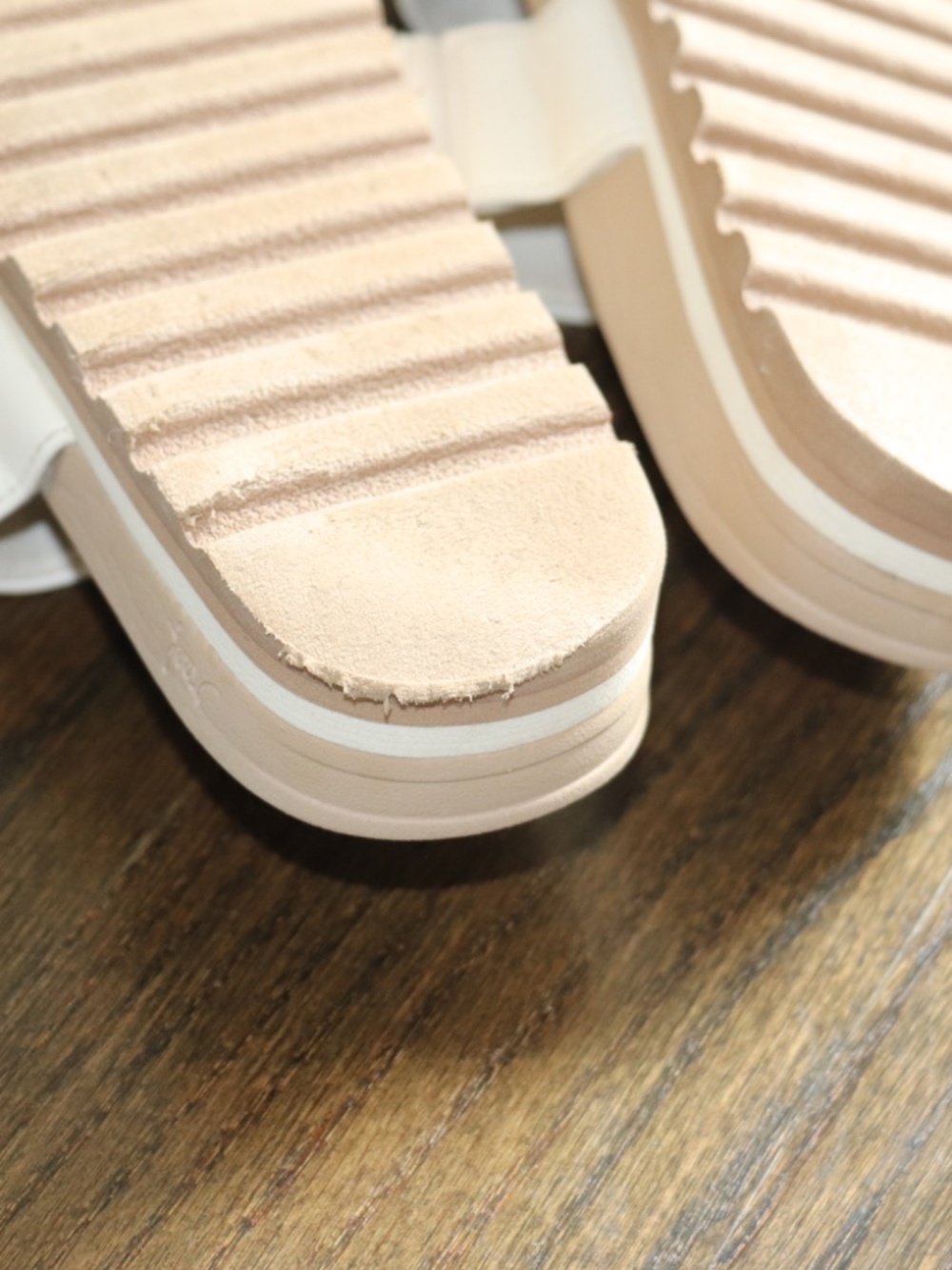 Reef Kids Banded Horizon Hi Slide Sandals size 4 cream dual padded straps - Picture 7 of 12